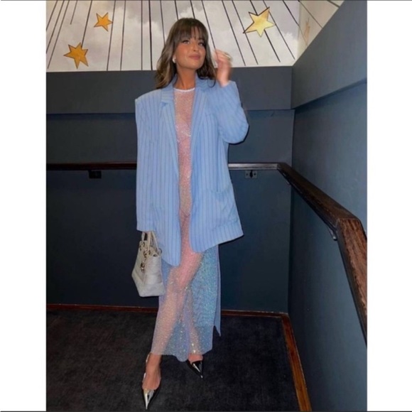 Zara Blue Rhinestone Dress - Picture 2 of 15